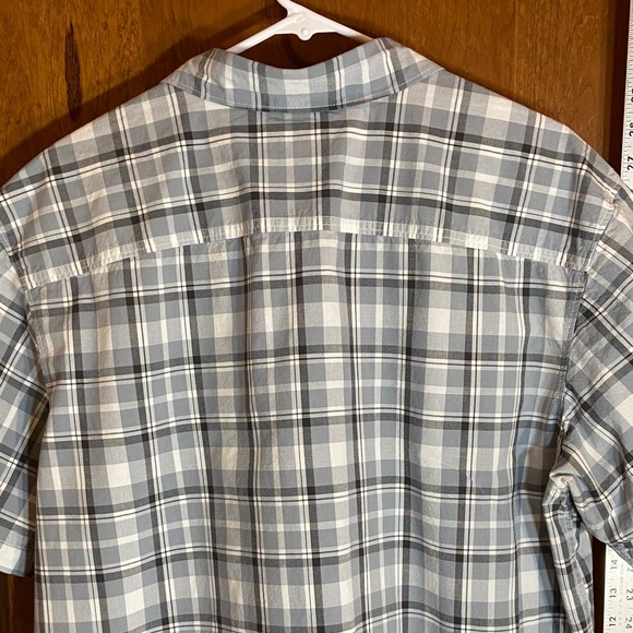 Columbia Gray and White Plaid Button Up Shirt, Cotton, XL - Picture 7 of 9